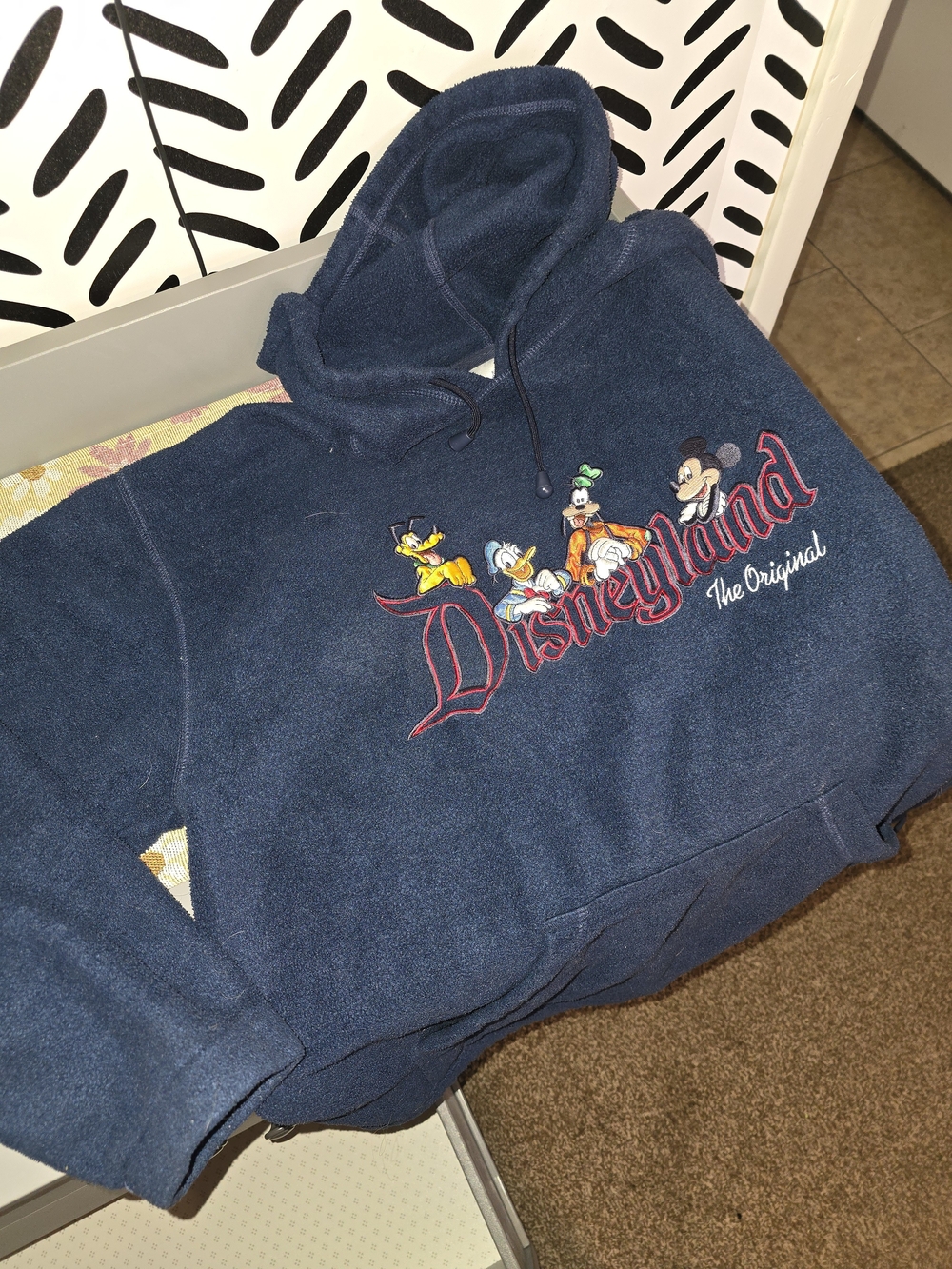 Disney Navy Crewneck Hoodie with Embroidered Classic Characters